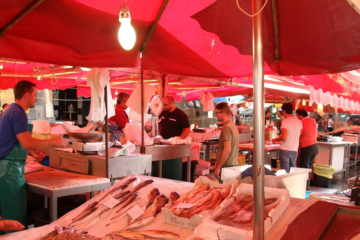Fish stalls at La Pescheria